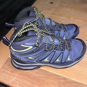 Salomon Navy and Lime Trail Shoes